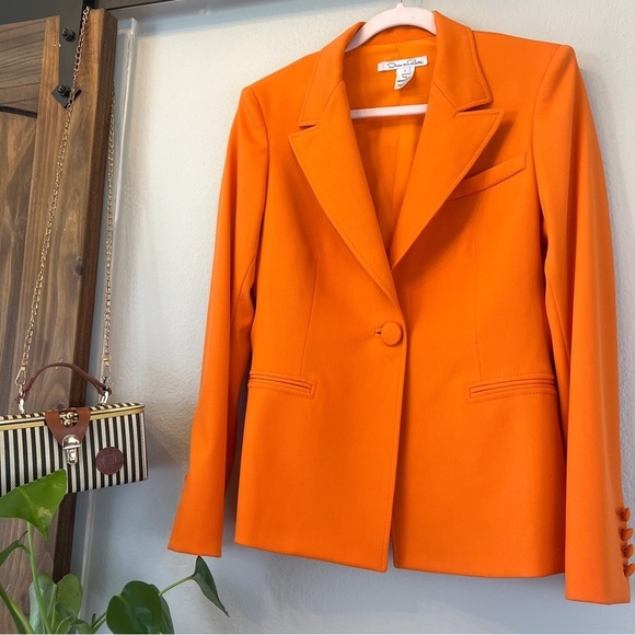 Oscar De La Renta Blazer Stretch Wool Gabardine Jacket Size 2 Small fits M NWOT - Picture 3 of 6